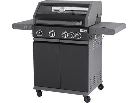 Freestanding Outdoor Gas BBQ with Viewing Glass and Side Burner